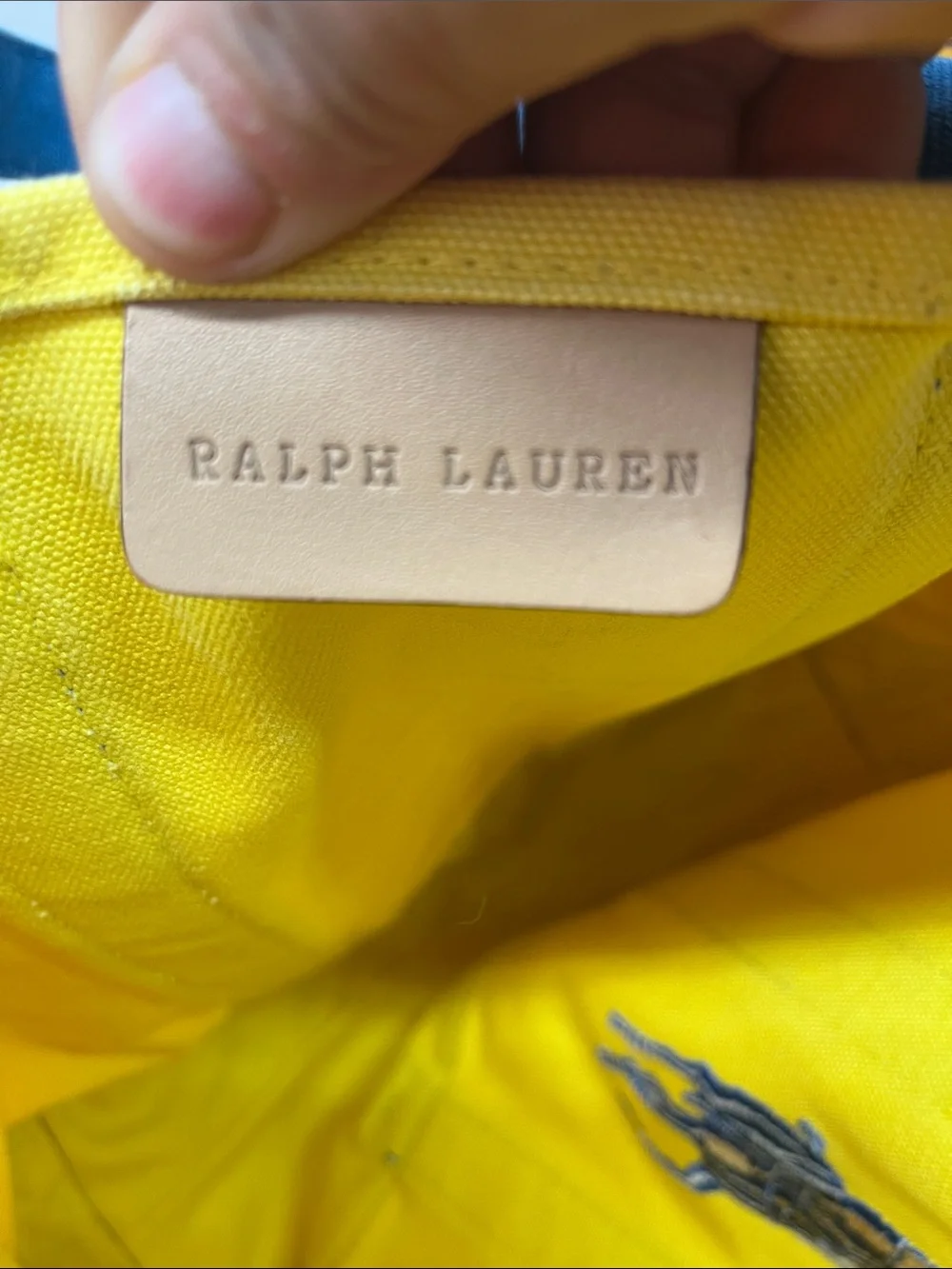 Polo by Ralph Lauren Yellow Canvas Tote with Blue Accents & Embroidered Logo